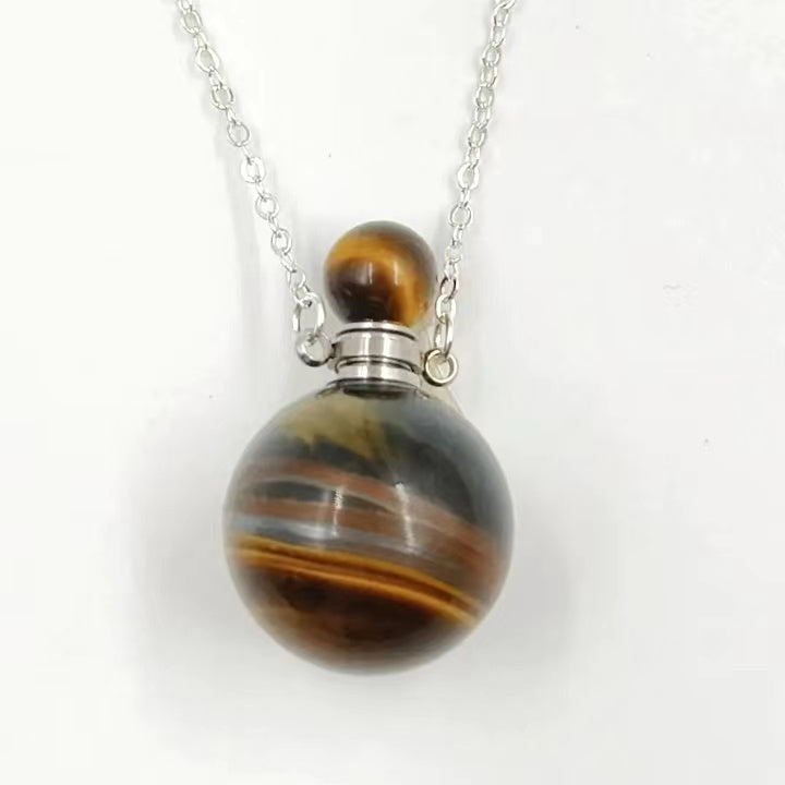 WT-N1442 WKT Best 2023 Newest Natural Aura Cluster Quartz Women Simple Hoop Aura Perfume Bottle Necklace