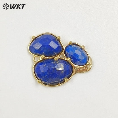 WT-P2130 Good Quality Exquisite 18K Gold Plated Three Natural Gemstones Pendants For Women Necklace Earrings DIY Making