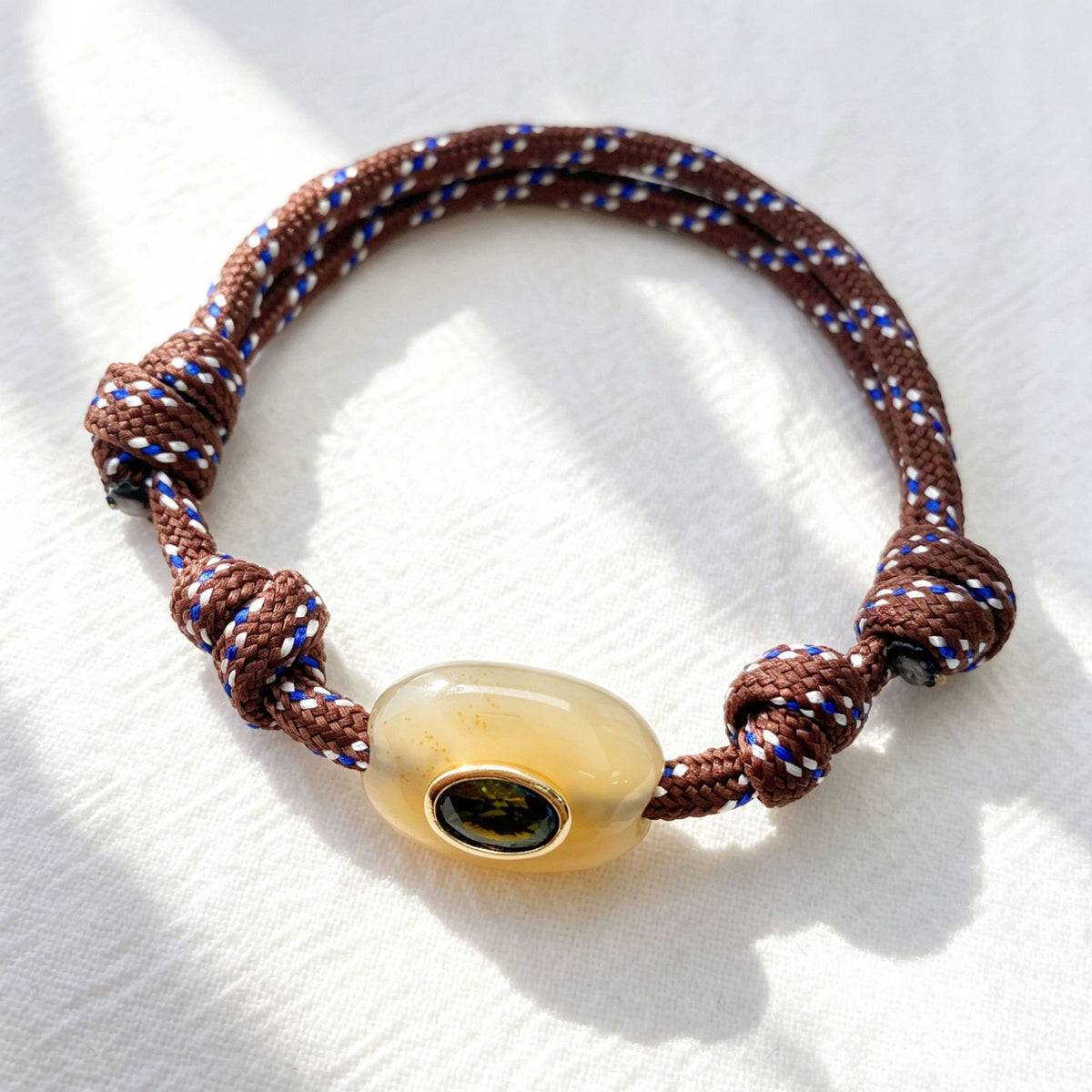 WT-MB131 Popular Ethnic Style Cord With Natural Gemstone And Zircon Pendant Handmade Bracelets For Women Men Wearing Accessory