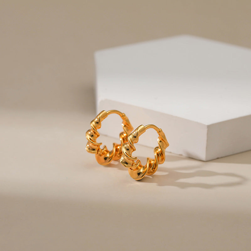 WT-JFE92 Fold Exquisite Minimalist Versatile 18k Gold Plated Copper Plating Hoops Fashion Studs Earring Findings
