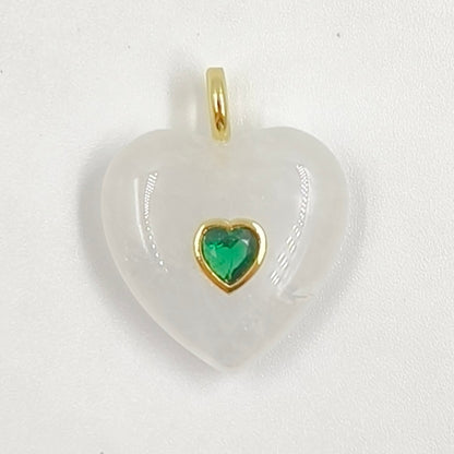 WT-P2059 Factory Wholesale Gold Zircon And Natural Gemstones Heart Shape Pendants As Girls Romantic Jewelry Decorations