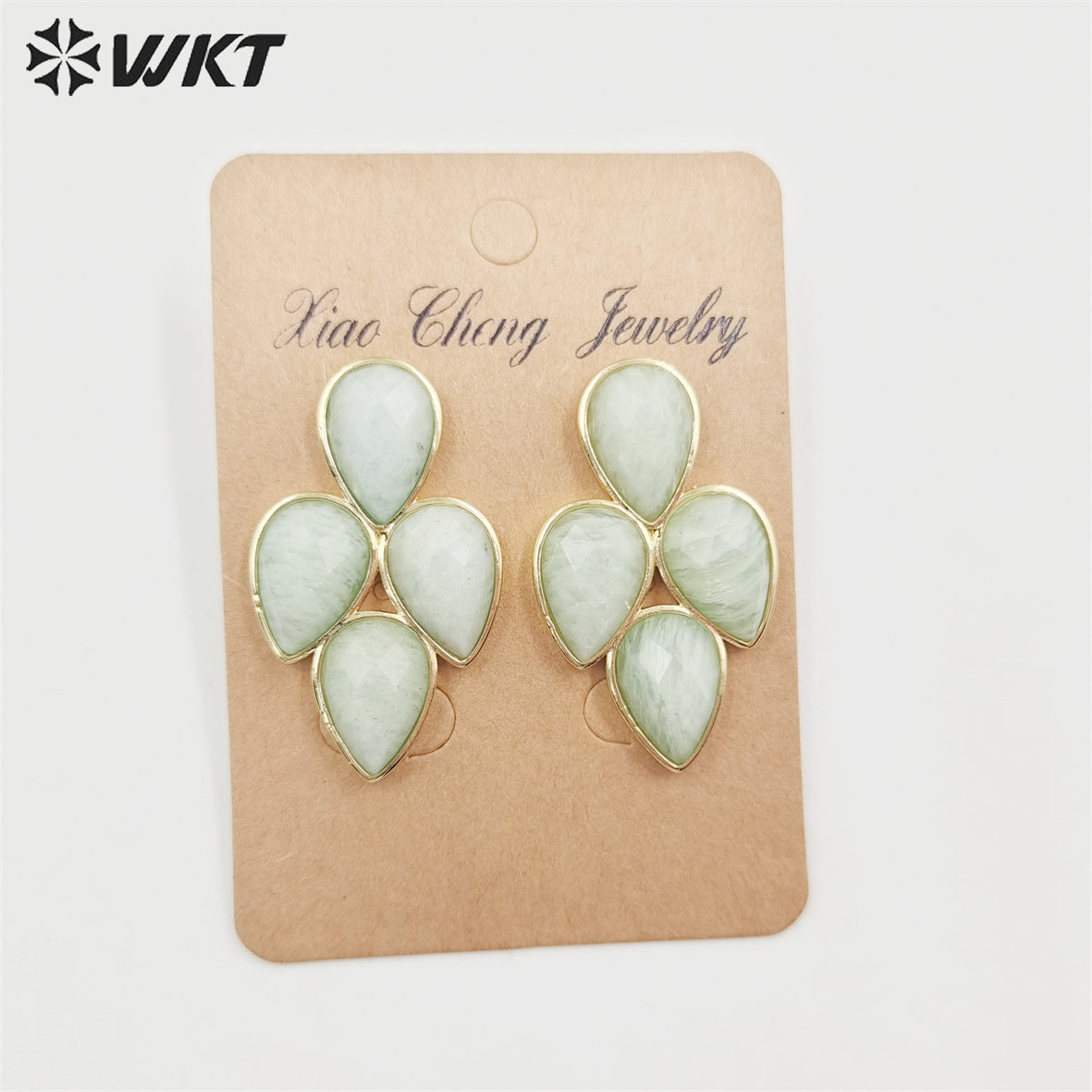 WT-E704 Newest Fashion Gold Electroplated Multi Gemstone Studs Earrings Gorgeous Women Water Drop Lapis Quartz Wedding Earrings