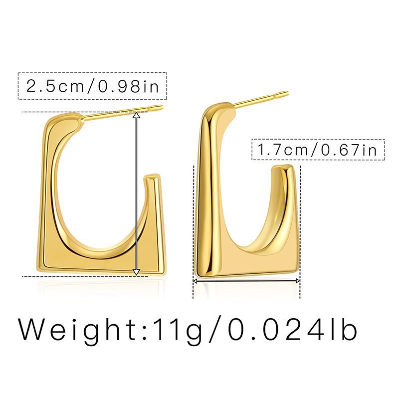 WT-JFE102 Geometric Square Exquisite Minimalist Versatile 18k Gold Plated Copper Plating Hoops Fashion Studs Earring Findings