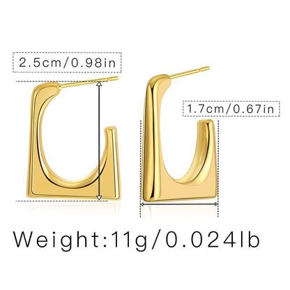 WT-JFE102 Geometric Square Exquisite Minimalist Versatile 18k Gold Plated Copper Plating Hoops Fashion Studs Earring Findings