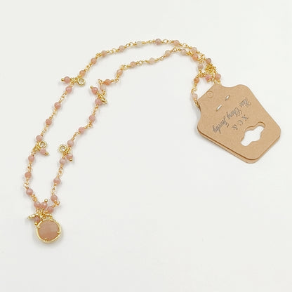 WT-N1431 16+2Inch Extend Chain Long Vubic Zircon Stone18k Yellow Gold Beads Necklace Gemstone Casual Long Statement Necklace
