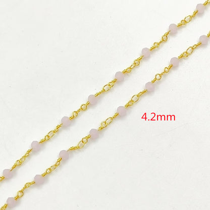 WT-BFN042 Wholesale 3mm Faceted Natural Gemstone Beads Necklace 16inch Long Resist Tarnishable Chain Necklace in 18k Gold Plated