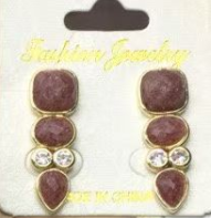 WT-E812 Newest Fashion Design Gold Plated Zircons And Three Natural Gemstones Drop Earrings As Lady Elegant Jewelry Gift