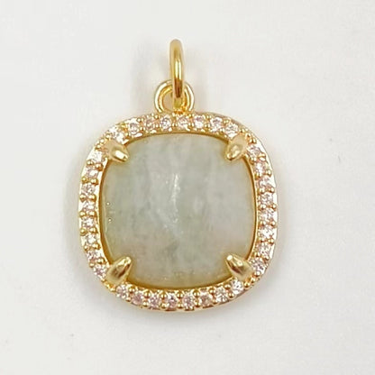 WT-MP268 Newest Vintage Style Ball Shaped Cubic Zircon Stone for Bracelet Design Women Gold Bezel Square Shaped Pendant