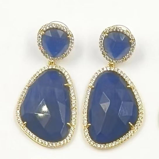 WT-E206 Wholesale Fashion Hot Sales Candy Color Summer Micro Pave Cat Eye Stone Earrings With Zircon Around for Women