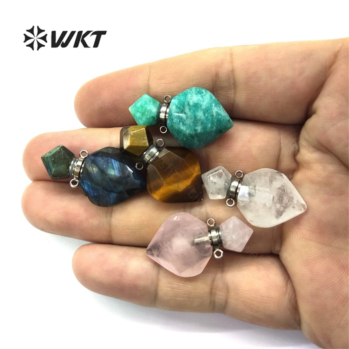WT-P1756 WKT Mysterious and Elegant Jewelry Natural Stone Perfume Bottle Pendant Nice for Lady for Party As a Gift