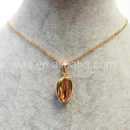 WT-JN002 Wholesale Natural Sea Shell Tiny Cowrie Choker Necklace 18k Real Gold Plated Cowrie Shell Conch Necklace