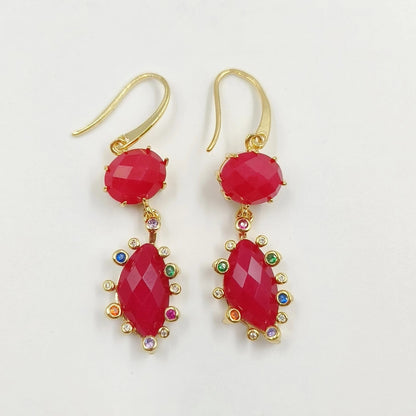 WT-E735 Amazing Colorful Gemstone Wire Wrapped Long Charming in Drop Earrings Women Pendant Earrings