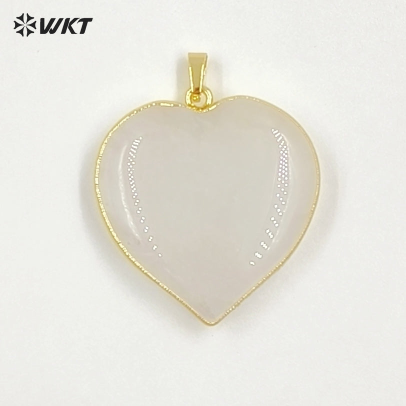 WT-P2126 Popular Romantic Style Gold Electroplated Natural Gemstone Heart Shape Pendants For Women Lovely Handmade Necklace DIY