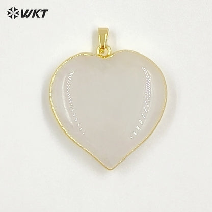 WT-P2126 Popular Romantic Style Gold Electroplated Natural Gemstone Heart Shape Pendants For Women Lovely Handmade Necklace DIY
