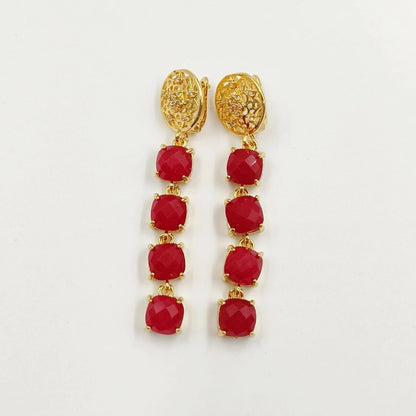 WT-E737 Amazing Colorful Elegant Natural Gemstone Long Charming Earrings Women Pendant Earrings