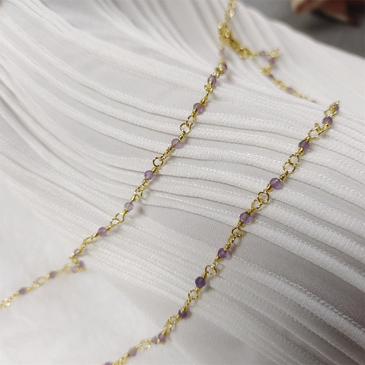 WT-BFN019 Wholesale Fashion Colorful Natural Stone Beads Rosary Chain Cute Double Hook Necklace Jewelry for Women Birthday Gift