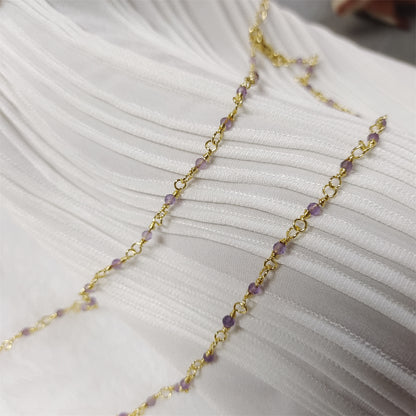 WT-BFN019 Wholesale Fashion Colorful Natural Stone Beads Rosary Chain Cute Double Hook Necklace Jewelry for Women Birthday Gift