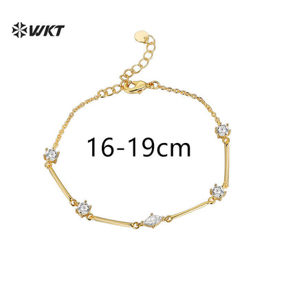 WT-MB129 WKT Wholesale Unique Bracelet with Gold Plated Cubic Zircon for Females Elegant Fashion Style Valentine's Day Gift