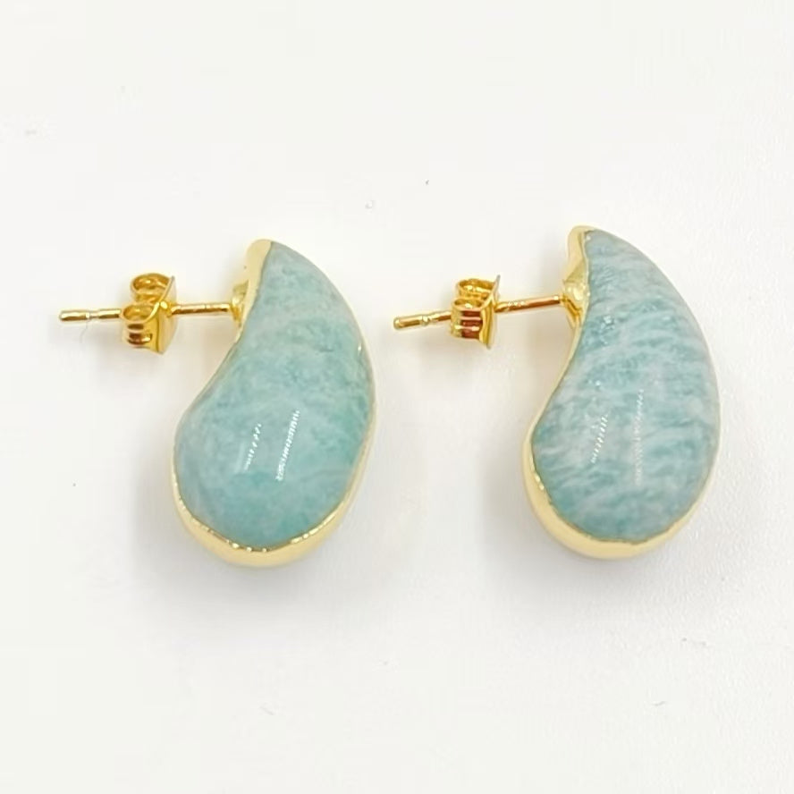 WT-E775 New Innovations Cute Style Drop Shape 18K Gold Plated Natural Gemstone Gentle Earrings for Sweet Girls As Special Gift