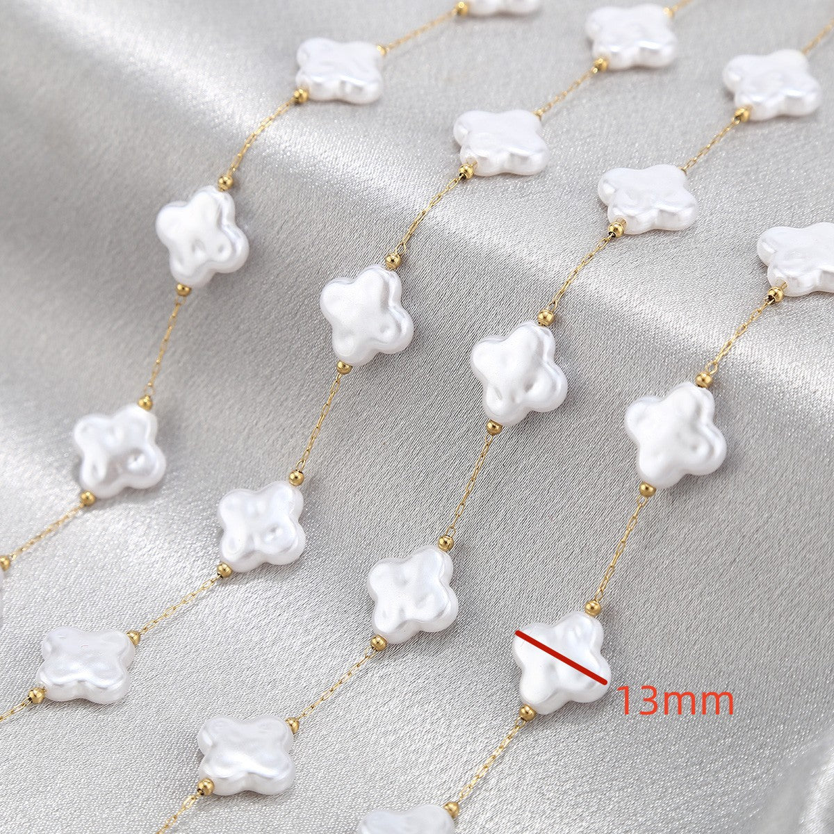 WT-STS020 Newest Fashion Artificial Pearl Flower Cross And Shell Moon Shape Stainless Steel Chain For Lady Bracelet Making
