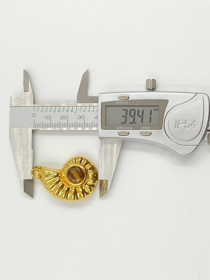 WT-P2056 High Quality Lovely Gold Silver Plated Metal With Natural Gemstones Shell Shape Pendants For Handmade Necklace DIY