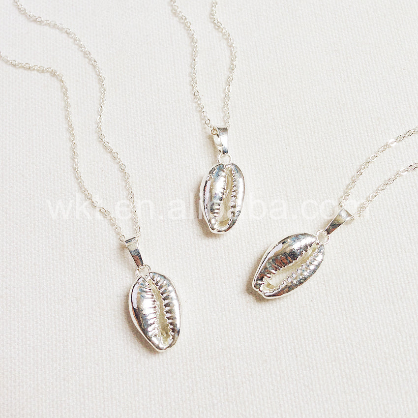 WT-JN002 Wholesale Natural Sea Shell Tiny Cowrie Choker Necklace 18k Real Gold Plated Cowrie Shell Conch Necklace