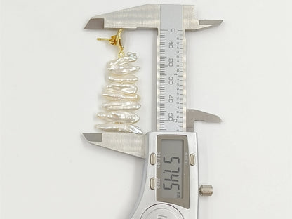 WT-E498 Irregular Shape Pearl Earring Stud With Long Bar Pearl Random Size Jewelry Natural Freshwater Pearl Earring