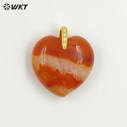 WT-P2125 Gorgeous Fashion Colorful Natural Gemstones Heart Shape Gold Pendants For Female Romantic Necklace Making Design