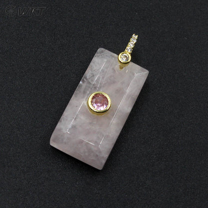 WT-P2124 Factory Wholesale Zircon And Various Natural Gemstones Rectangle Facted Pendants For Female Fashion Necklace Design
