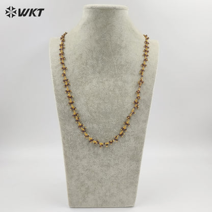 WT-RBC228 Wholesale New Fashion 18K Gold Plated Resist Tarnishable Purple Amethyst Charming Beads Chain for Necklace Design