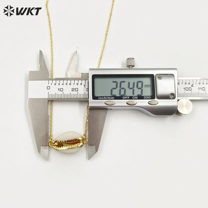 WT-N712 Fashion Jewelry Wholesale Lovely Tiny Cowrie Shell Necklace and 24k Gold Plated Fashion Tiny Cowry Shell Necklace