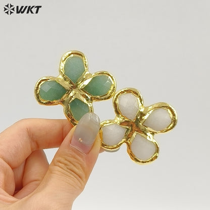 WT-P2055 Popular Sale 18K Gold Plated Tiger Eye Natural Gemstones Cross Pendants For Trendy Necklace Making Accessories