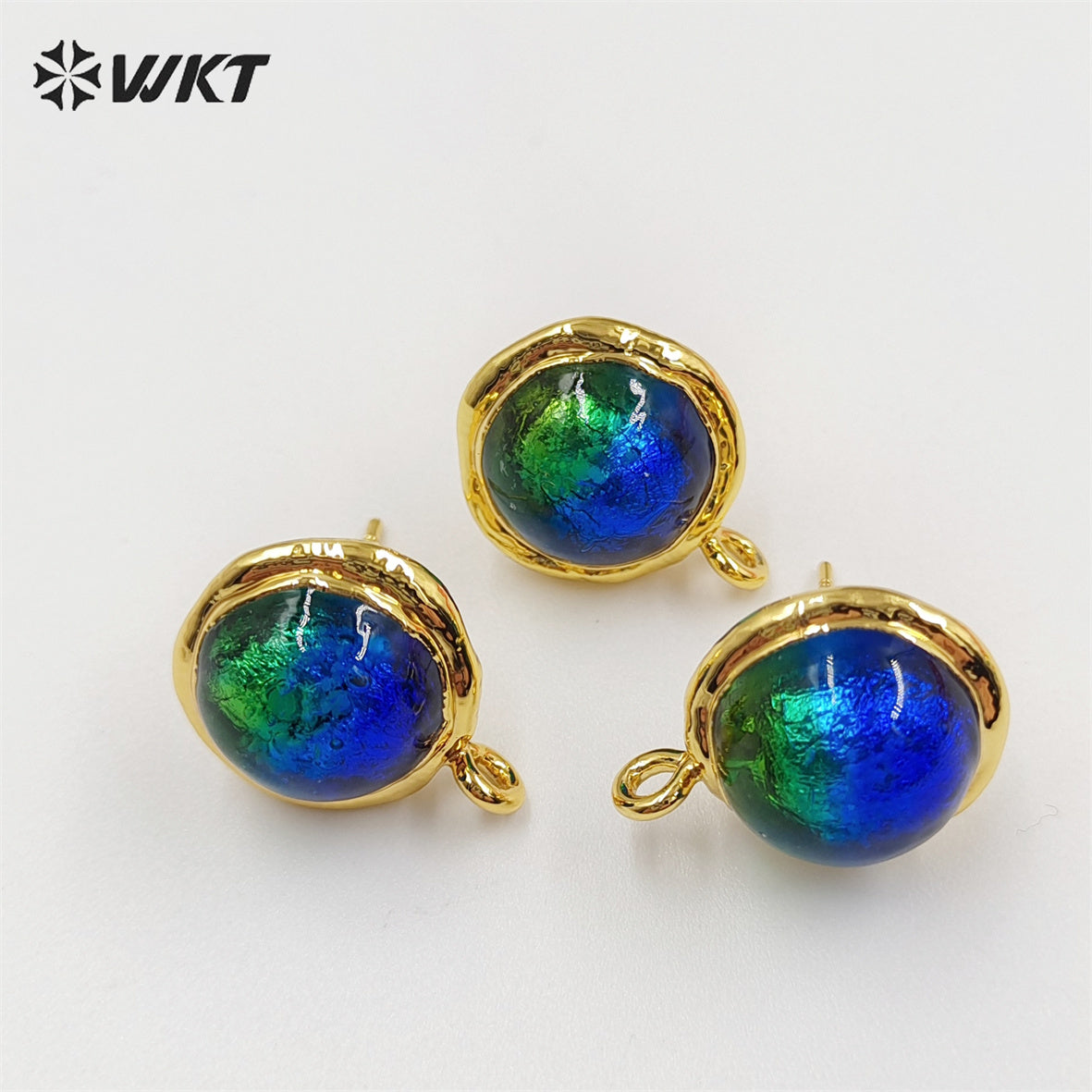 JFE78 Amazing Fashion 18k Real Gold Plated Coloured Glaze Studs Earrings Women Handmade Jewelry Accessory Findings Earrings