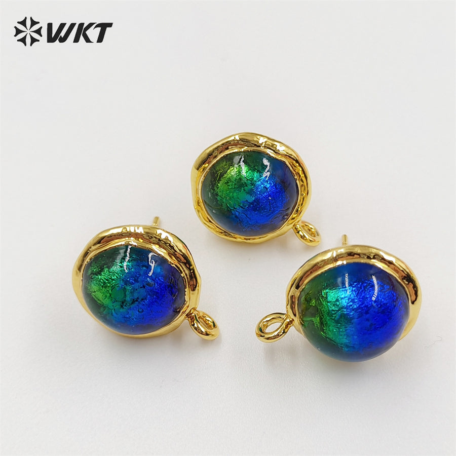 JFE78 Amazing Fashion 18k Real Gold Plated Coloured Glaze Studs Earrings Women Handmade Jewelry Accessory Findings Earrings