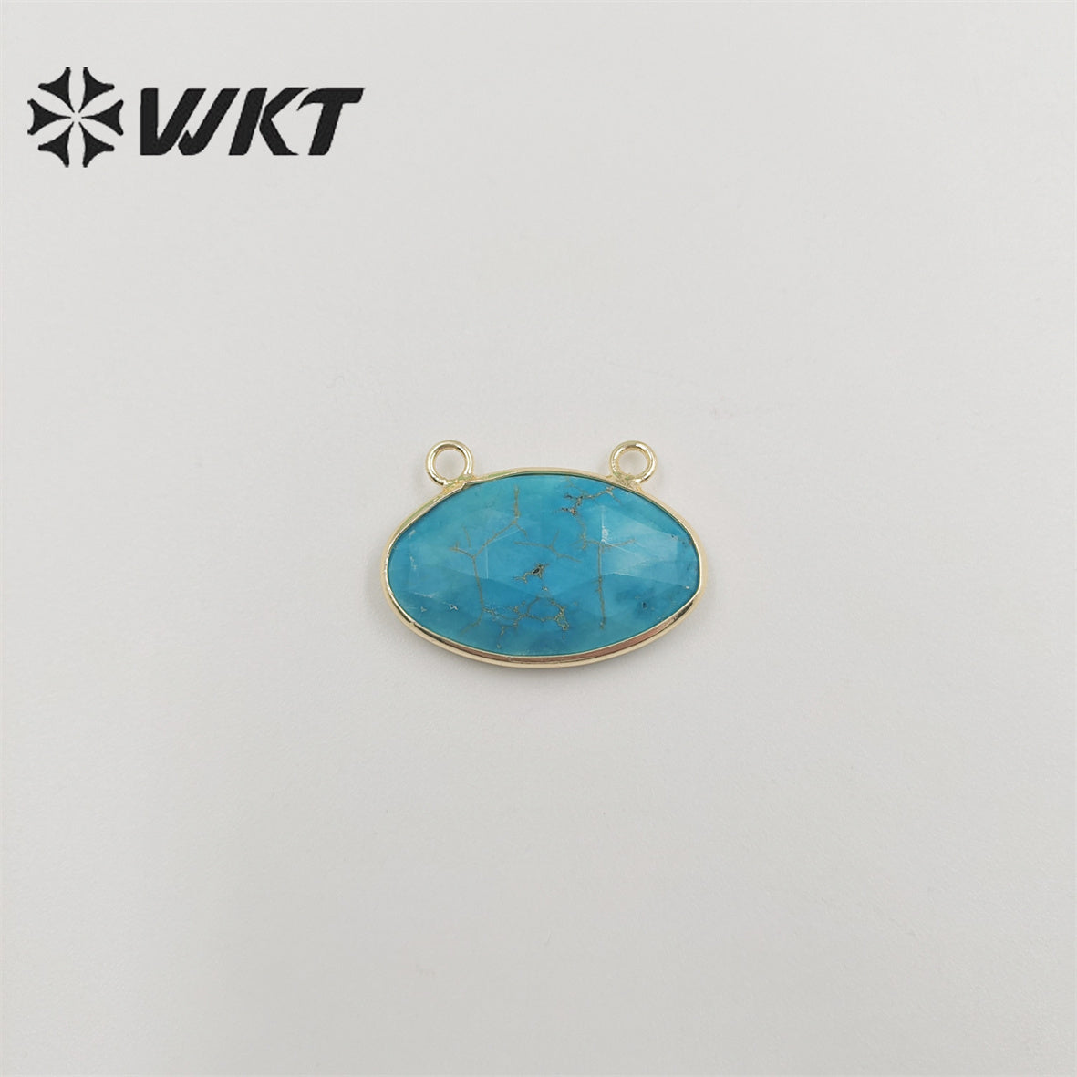 WT-P1849 Wholesale Fashion Gold Plated Oval Faceted Bezel Natural Sun Stone Pendant Unique Double Loops Jewelry Pendant