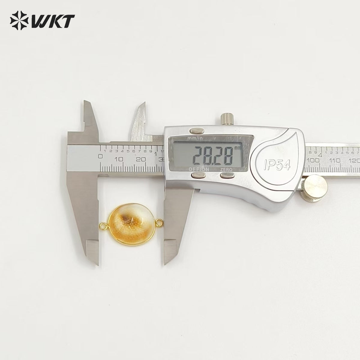 WT-PC012 Newest Unique Design Natural Shell Connector With Double Hoops Gold Plated Round Shape for Bracelet Jewelry Making