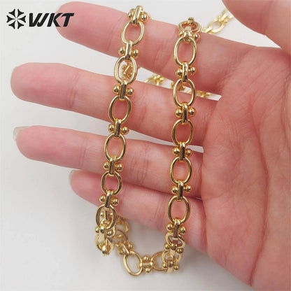 WT-BC192 Newest Fashion 18k Real Gold Plated Brass Chain Sell by Meters Oval Shape Handmade Europe Style Big Metal Chain