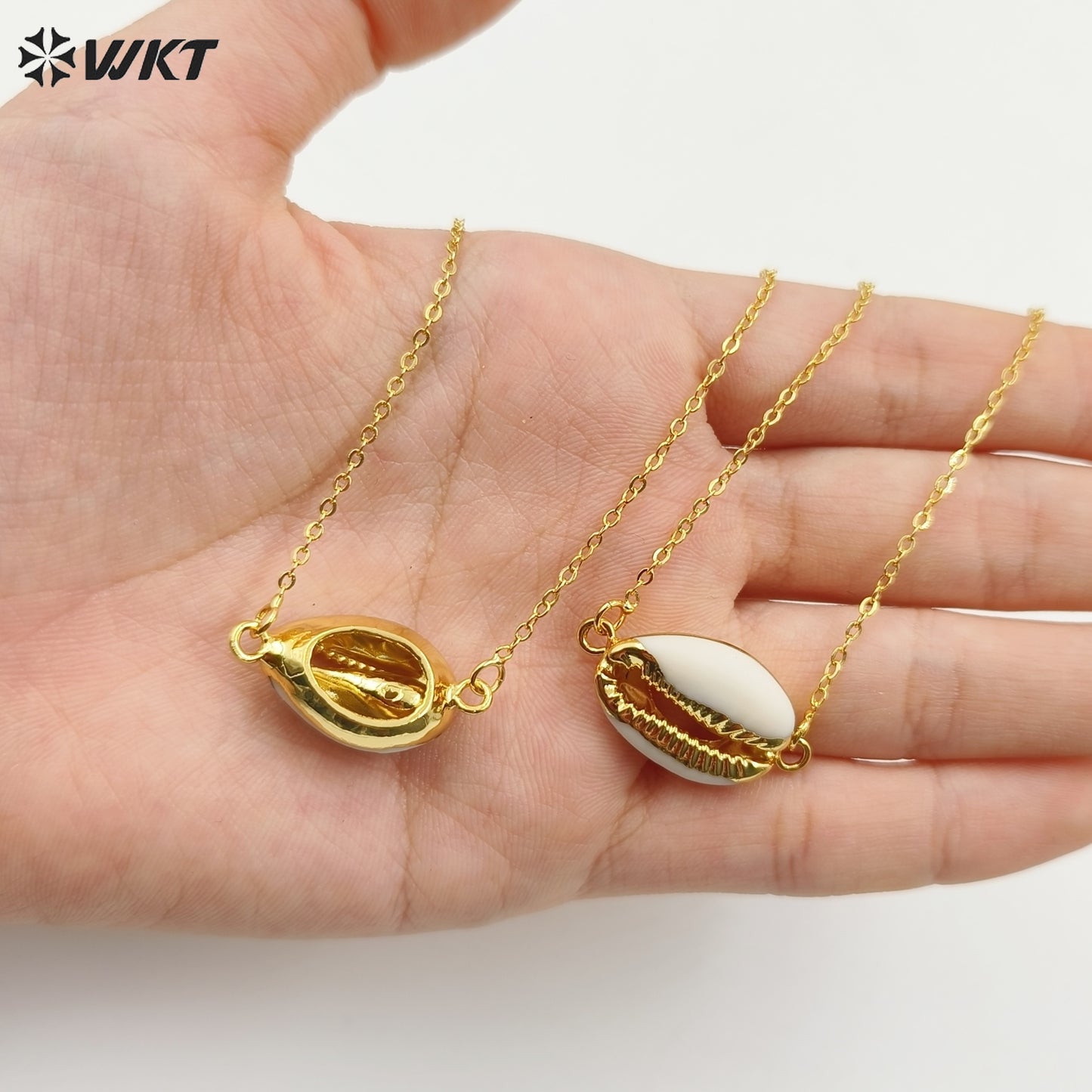 WT-N712 Fashion Jewelry Wholesale Lovely Tiny Cowrie Shell Necklace and 24k Gold Plated Fashion Tiny Cowry Shell Necklace