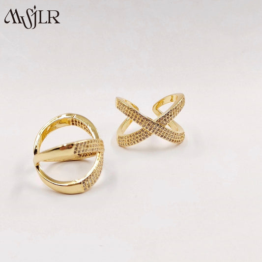 WKT-MVR054 Popular European and American Double Circle Shape Colorful Zircon Ring Female Handpiece Open Ring