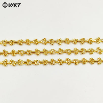 WT-BC257 Good Quality 18k Gold Plated Round Shape with Double Little Circles Metal Yellow Brass Link Chain for Jewelry Making