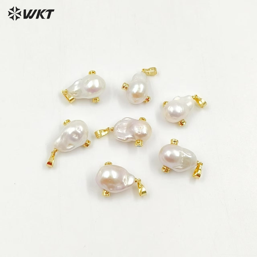 MP138 Wholesale Freshwater Pearl Pendant Pearl With CZ Charm Natural Shape Fashion Charm Jewelry Pearl Pendant