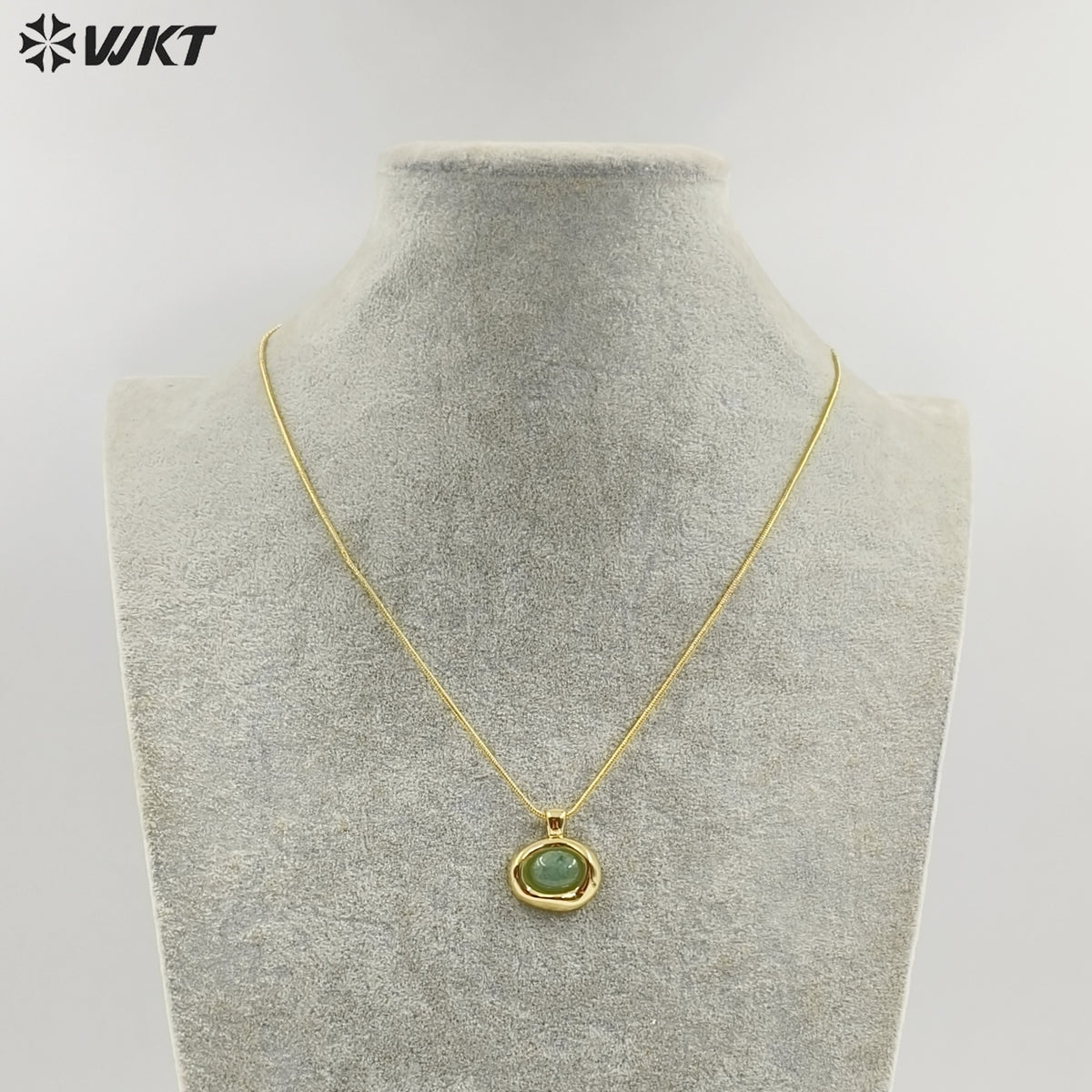 WT-N1496 The New Listing Trendy Gold Plated Fine Chain Natural Gemstone Round Pendant Necklace As Ladies Birthday Gift