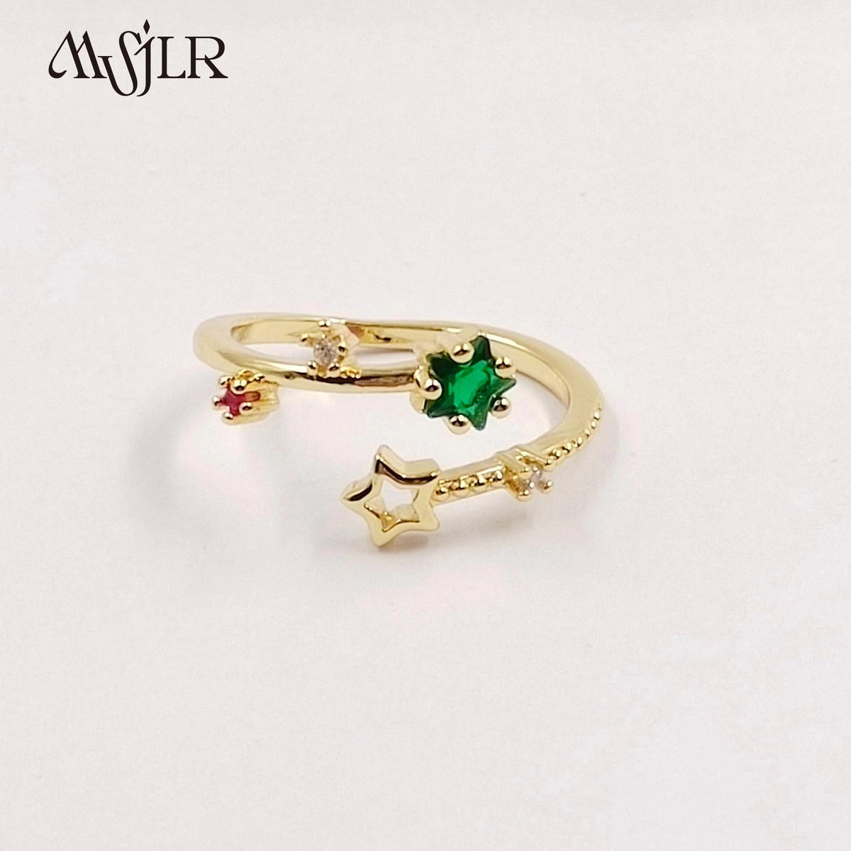 WKT-MVR058 Popular European and American Star Irregular Shaped Colorful Zircon Ring Female Handpiece Open Ring