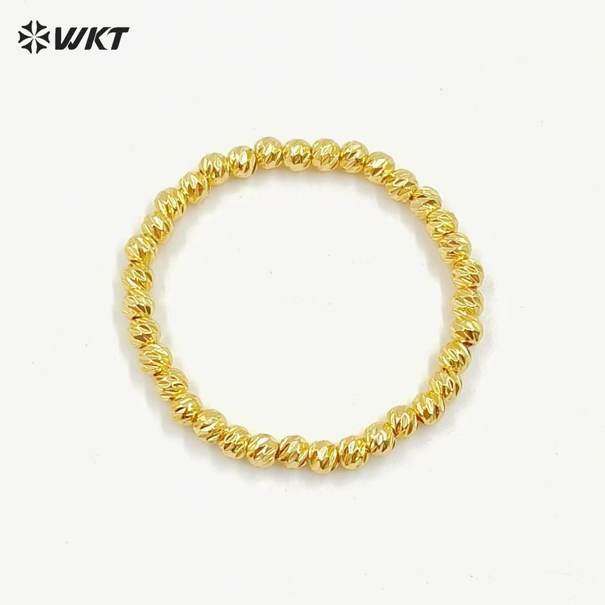 WT-JF340 Wholesale New Fashion 18K Gold Faceted Shinny Round Brass Beads Women Bracelets With Closure Lobster