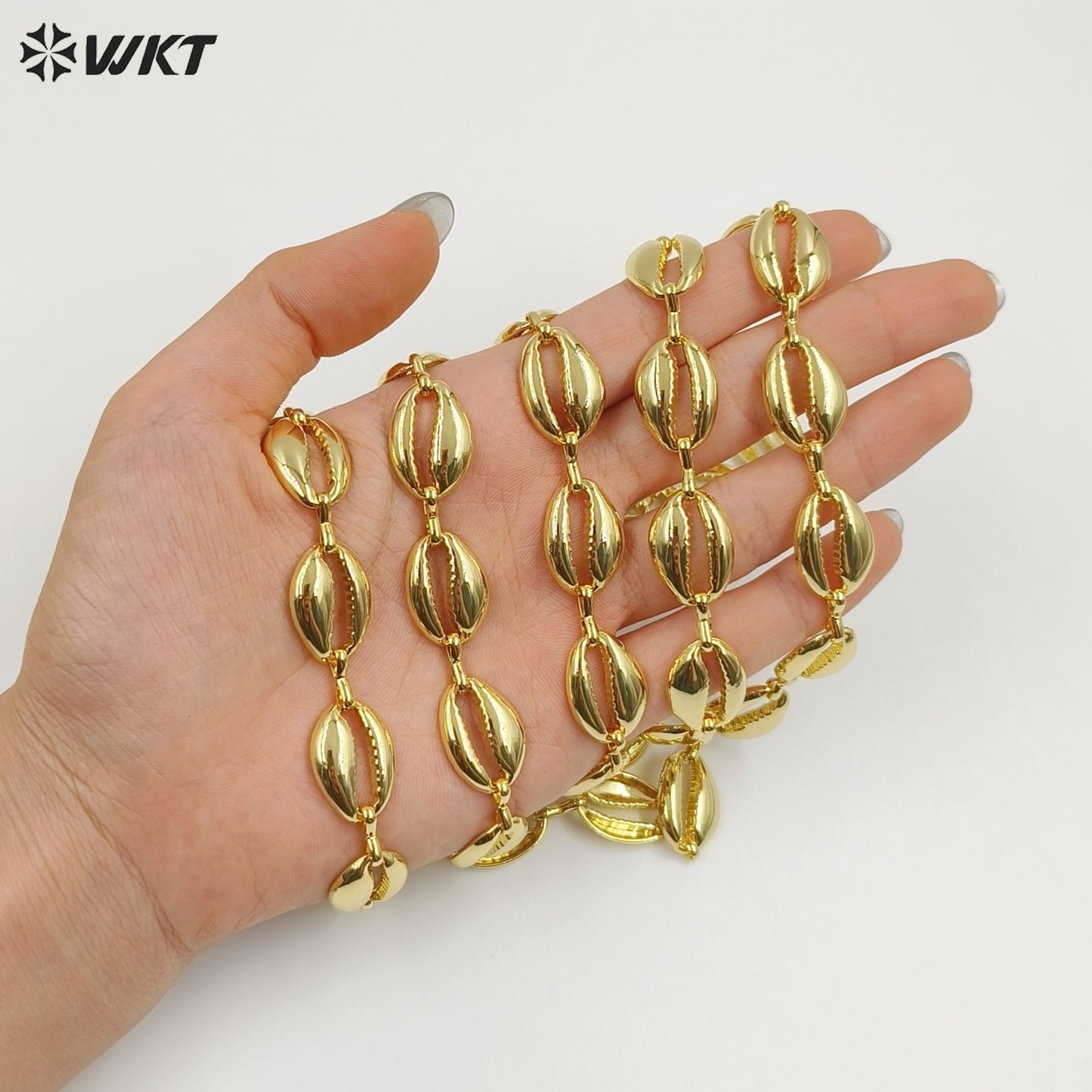 WT-BC265 Wholesale Newest Gold Electroplated Shell Shape Yellow Brass Chain As Lady Fashion Necklaces Handmade Accessory