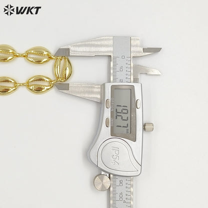 WT-BC265 Wholesale Newest Gold Electroplated Shell Shape Yellow Brass Chain As Lady Fashion Necklaces Handmade Accessory