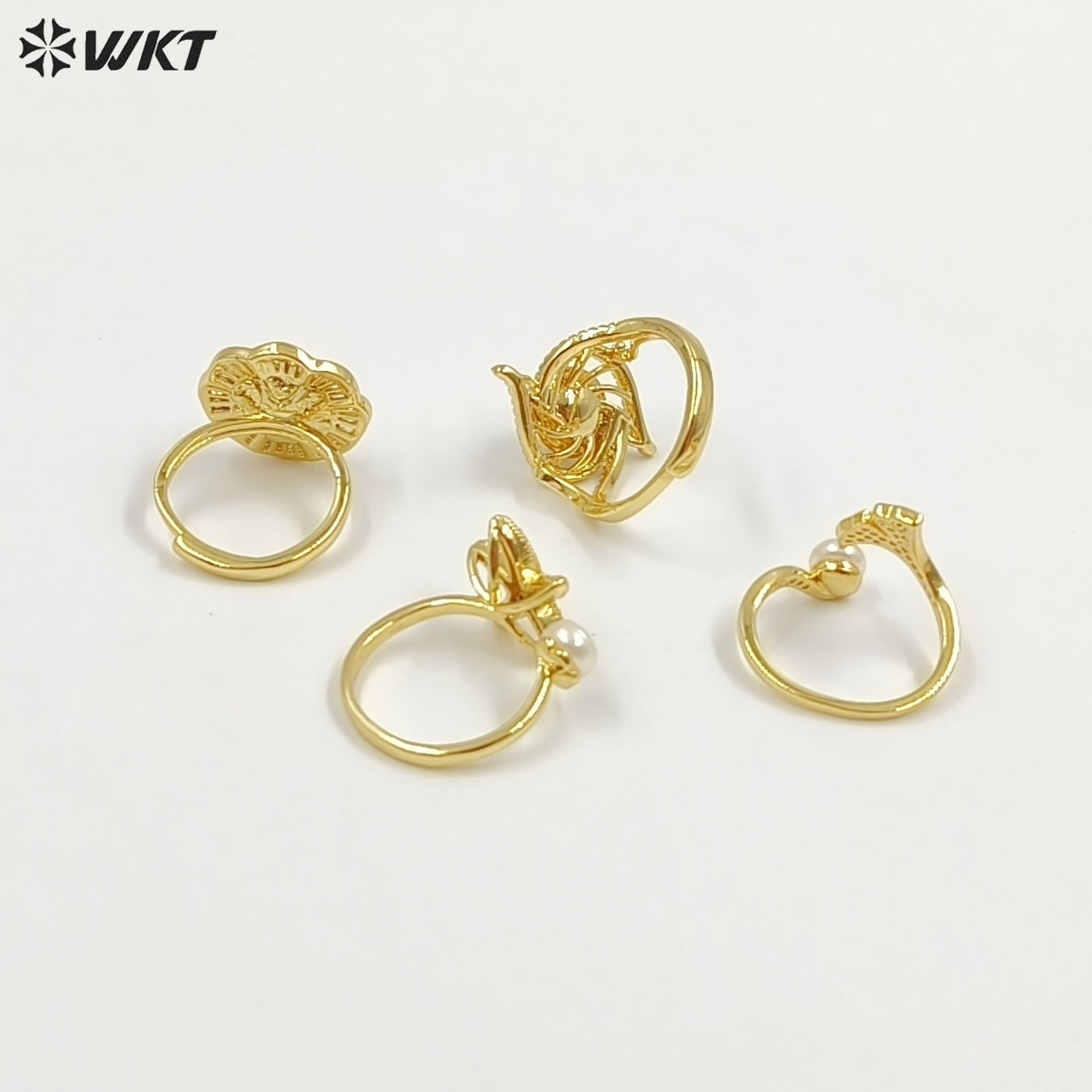 WT-MPR156 Top Fashion Multi Designs 18K Gold Electroplated Adjustable Size Pearl Rings For Women Daily Decorative Jewelry