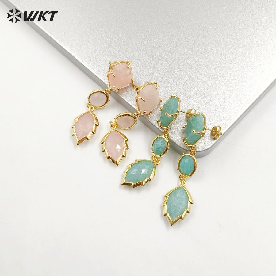 WT-E776 New Design Gemstones Ladies Earrings Colorful Stone for Women Jewelry in Holiday Parties Elegant Accessory