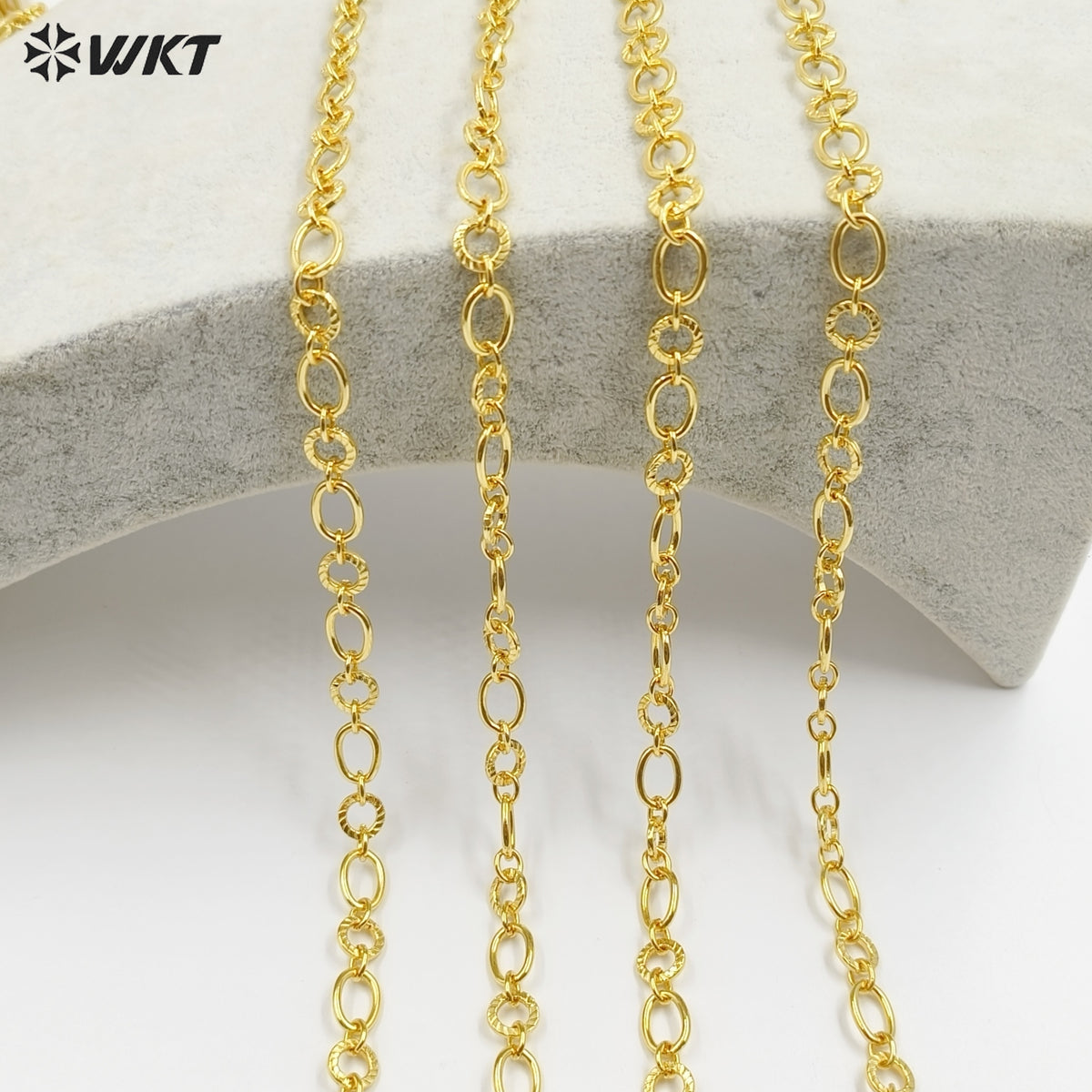 WT-BC259 Luxury Jewelry Accessories Link Chain with Big and Small Circles Yellow Brass Gold Plated for Ladies Necklace Making