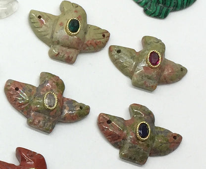 WT-P2147 Wonderful Trendy Colorful Zircon And Natural Gemstones Pigeon Shape Gold Pendants For Women Necklace DIY Making